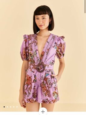 FARM Rio Lavender Floral Mini Dress